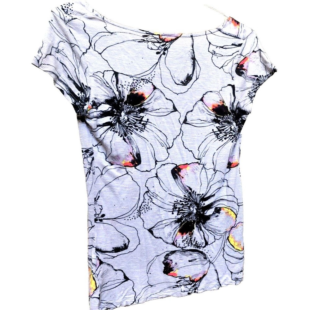 Floral T-shirt Size M Artsy Boho Cowl Neck